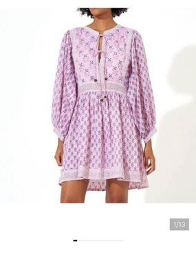 Oliphant Lavender Pink Long Sleeve Mini Dress